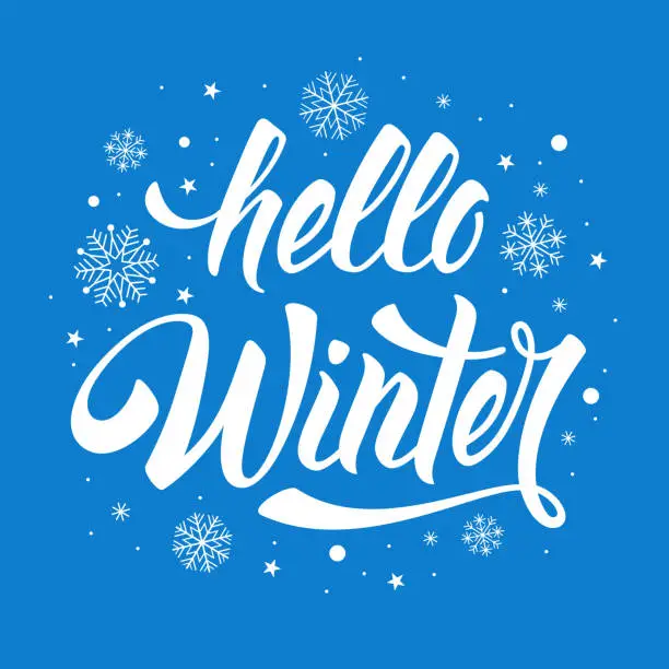 Vector illustration of Hello Winter phrase