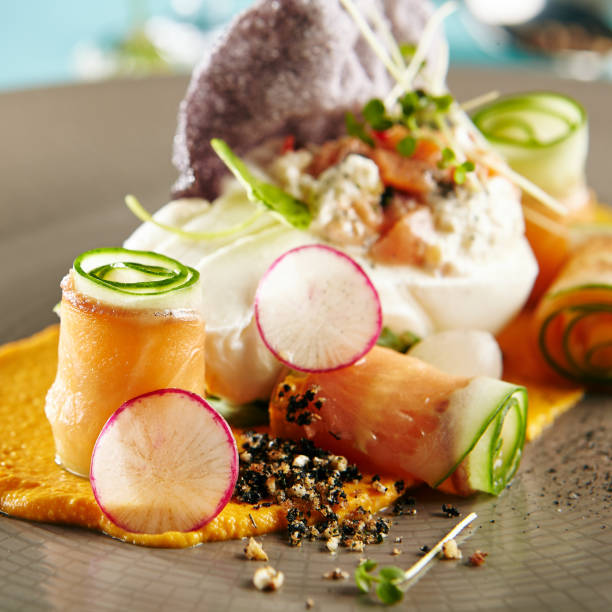 istock Salad with Smoked Salmon and Burrata Cheese 865628982