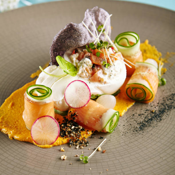 istock Salad with Smoked Salmon and Burrata Cheese 865629032
