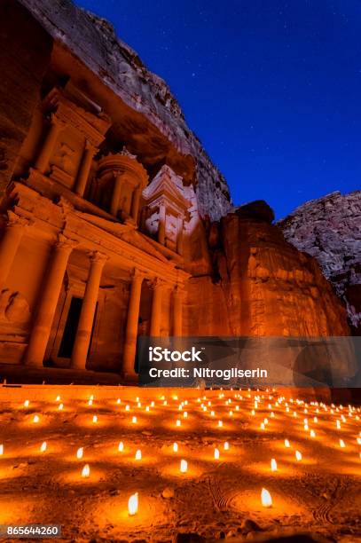 Petra By Night Stock Photo - Download Image Now - Petra - Jordan, Jordan - Middle East, Night