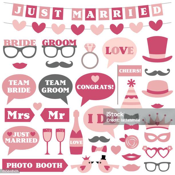 Wedding Photo Booth Props Stock Illustration - Download Image Now - Wedding, Prop, Photo Booth