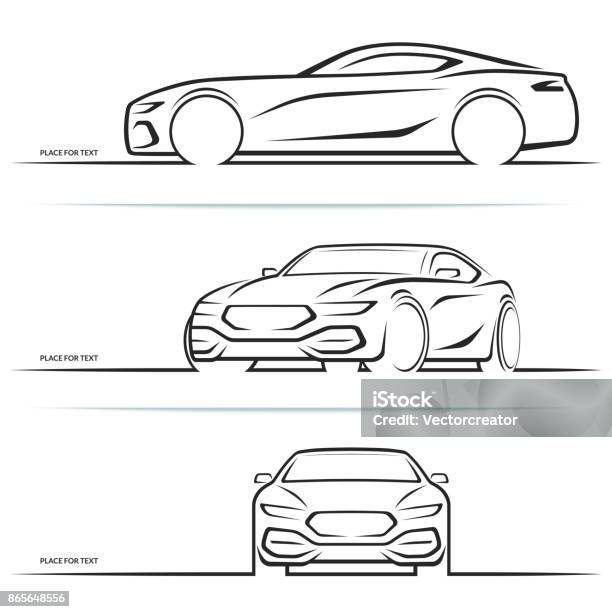Vector Sports Car Silhouettes Stock Illustration - Download Image Now - Car, Outline, Sports Car