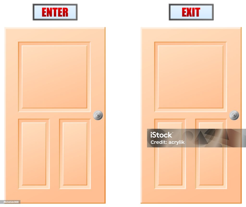 Doors With Enter And Exit Signs Vector Stock Illustration - Download ...