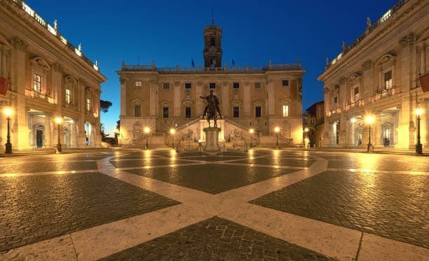 istock Piazza del Campidoglio on Capitoline Hill, Rome, Italy, at night 865656530