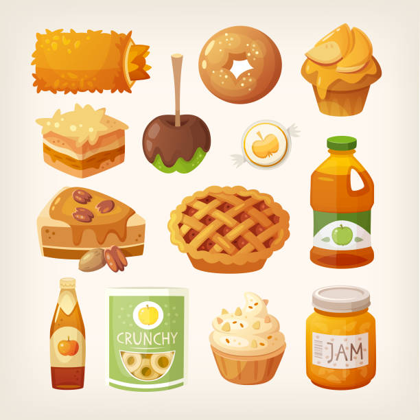 ilustrações de stock, clip art, desenhos animados e ícones de food made from apples - dried apple