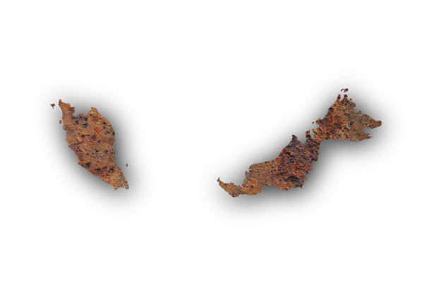istock Map of Malaysia on rusty metal 865661016
