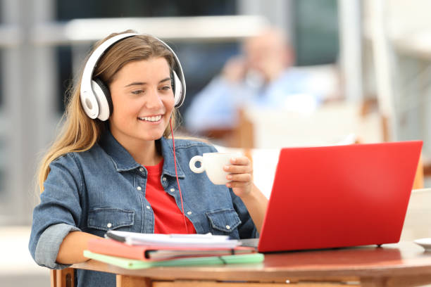 istock Relaxed student watching media on line in a coffee shop 865663446