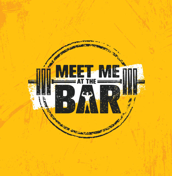 Meet Me At The Bar Motivation Quote. Workout and Fitness Gym Design Element Concept. Creative Custom Vector Meet Me At The Bar Motivation Quote. Workout and Fitness Gym Design Element Concept. Creative Custom Vector Sport Sign On Grunge Background health club stock illustrations