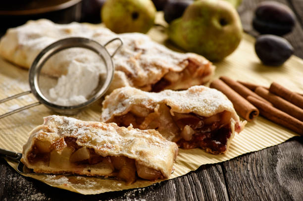 istock Strudel with pear, plums and cinnamon. 865667506