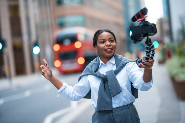istock Businesswoman vlogging in London 865667522