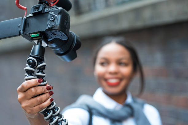 istock Businesswoman vlogging in London 865667542