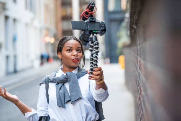 istock Businesswoman vlogging in London 865667552