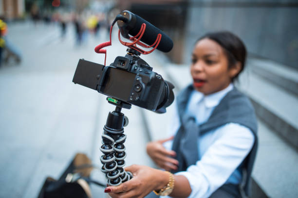 istock Businesswoman vlogging in London 865667604