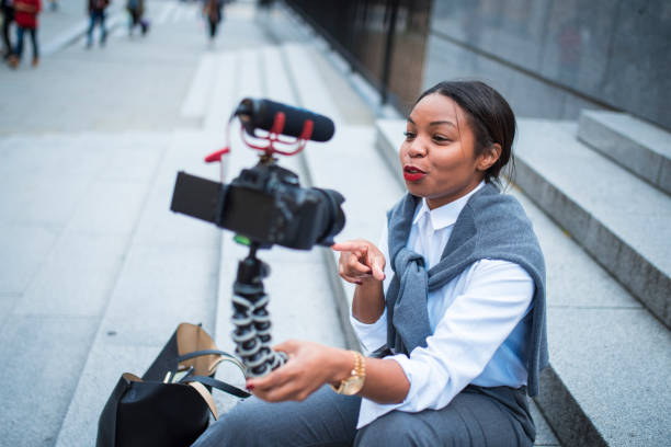 istock Businesswoman vlogging in London 865667614