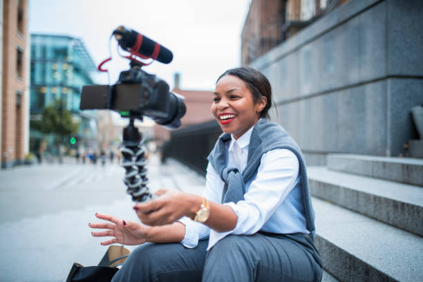 istock Businesswoman vlogging in London 865667630