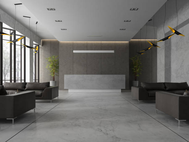 istock Interior of a hotel spa reception 3D illustration 865668054