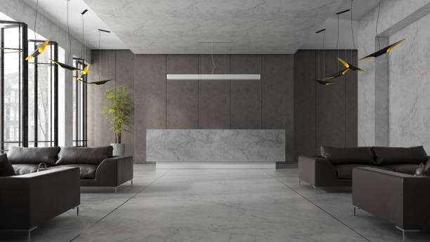 istock Interior of a hotel spa reception 3D illustration 865668224