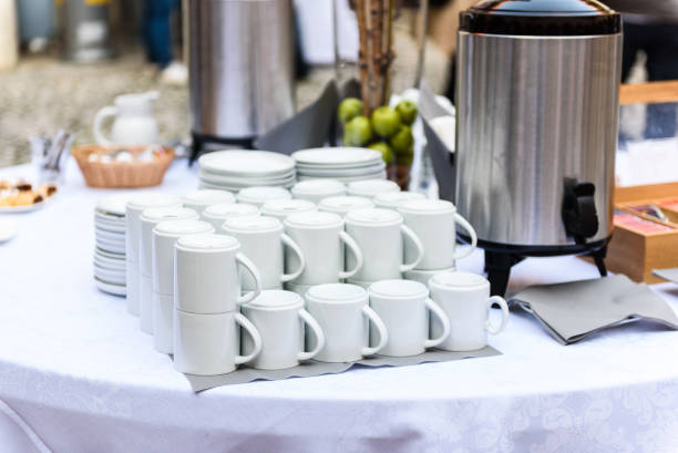 istock Coffee, cups on catering table at conference or wedding banquet. 865668968