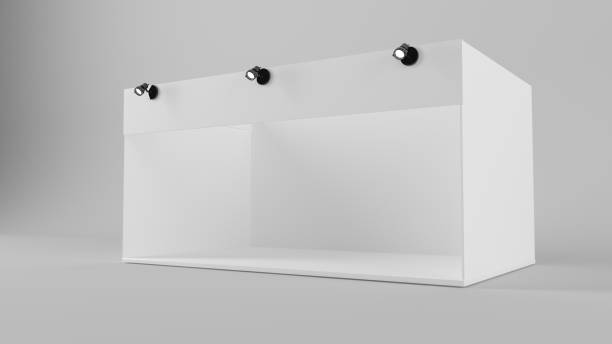 istock White creative exhibition stand design. Booth template. Corporate identity 3d rendering 865672458