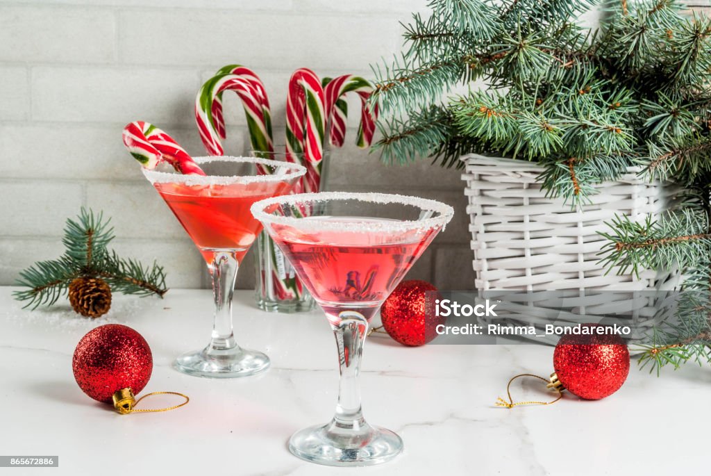 Weihnachten rosa Pfefferminze martini - Lizenzfrei Cocktail Stock-Foto