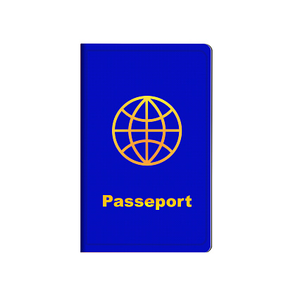 Vector blue Passport isolated on white background