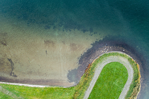 Nearshore marine environment - littoral zone, North Sea. Aerial view