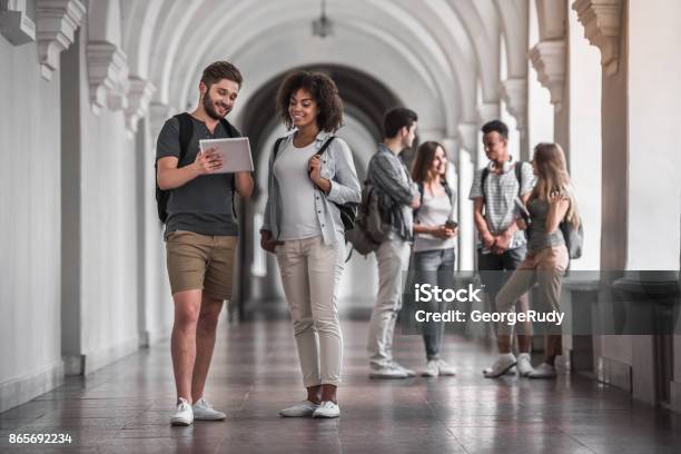 Studenten In Der Halle Stockfoto und mehr Bilder von Campus - Campus, Universität, Technologie