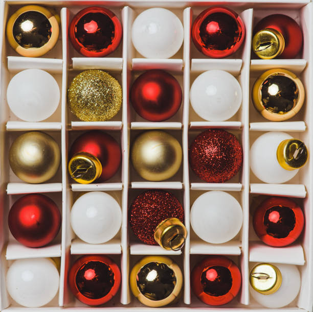 istock Christmas tree decorations red golden bauble ornaments 865692686
