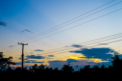 close up electronic pole on sky background.