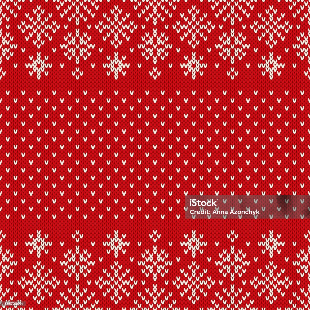 Christmas Seamless Knitted Pattern with Snowflakes. Christmas and New Year Design Background. Knitting Sweater Design Seamless Pattern on the Wool Knitted Texture. EPS available Christmas Sweater stock vector