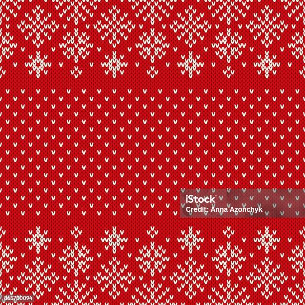 Christmas Seamless Knitted Pattern With Snowflakes Christmas And New Year Design Background Knitting Sweater Design Stock Illustration - Download Image Now
