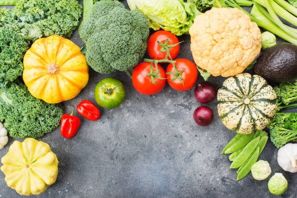 istock Top view of rainbow vegetables, autumn harvest 865700692