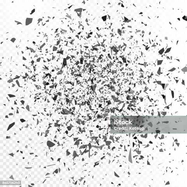 Vector Explosion Cloud Of Black Pieces Vector Illustration Stock Illustration - Download Image Now