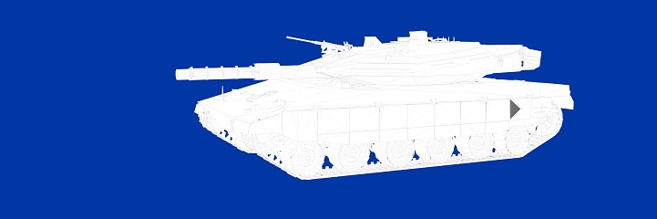 3d rendering of a tank on a blue background blueprint