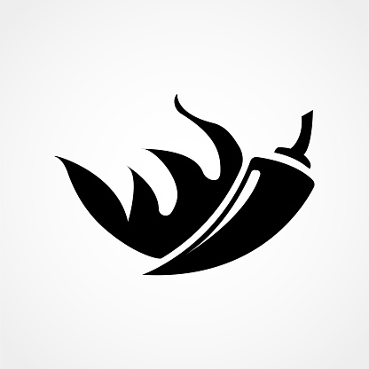 vector black chilli pepper icon on white