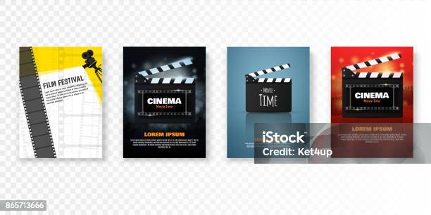 Set Of Vector Cinema Posters Or Flyers Film Festival Promotion Stock Illustration - Download Image Now