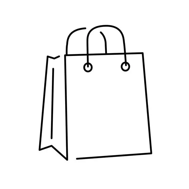 Vector illustration of Icona shopping bag. Modern style. Linear.
