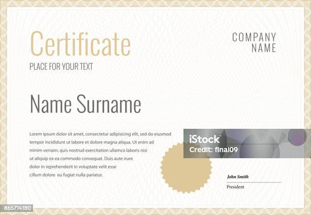 Certificate Template Diploma Currency Border Stock Illustration - Download Image Now - Certificate, Border - Frame, Template