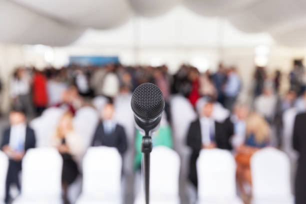 istock Business presentation. Corporate conference. Microphone. 865717754