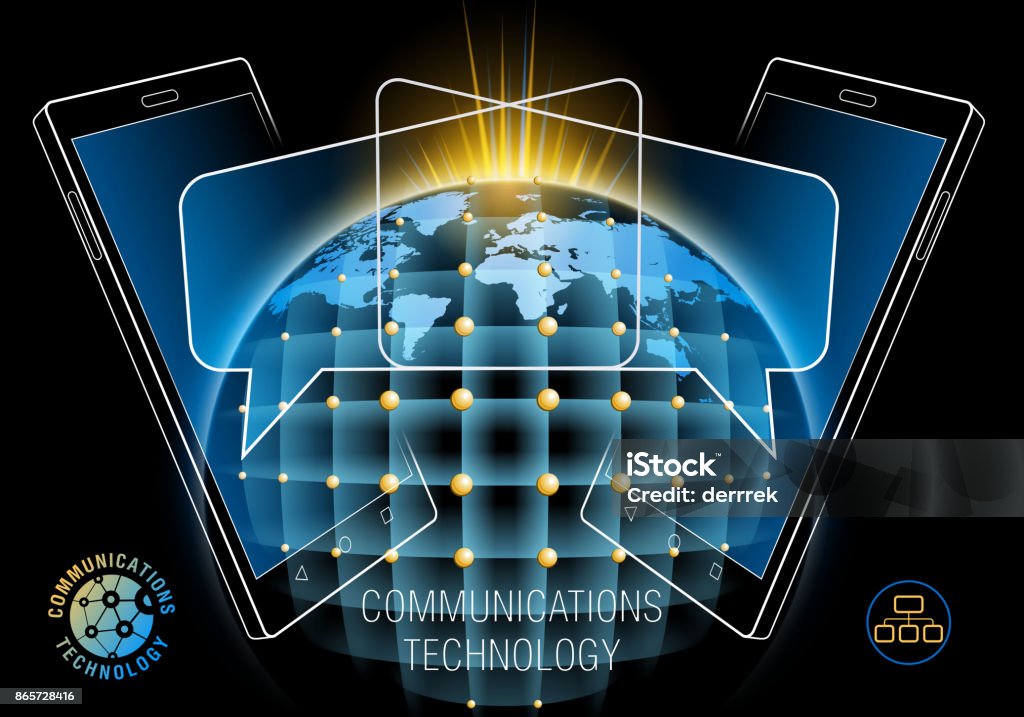 Technology In Communication Smart Phone Communications Technology Stock Illustration - Download ...