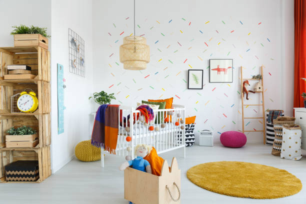 Wooden box in baby's room