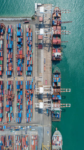 istock container,container ship in import export and business logistic,By crane,Trade Port , Shipping,cargo to harbor.Aerial view,Water transport,International,Shell Marine,transportation,logistic,trade,port 865733778