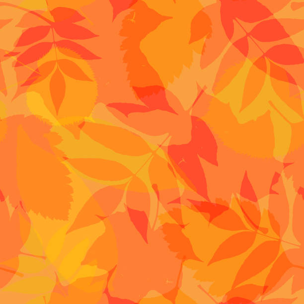 istock Seamless autumn pattern with colorful leaves. Maple, lime, alder, ash tree leaves silhouettes. 865738634