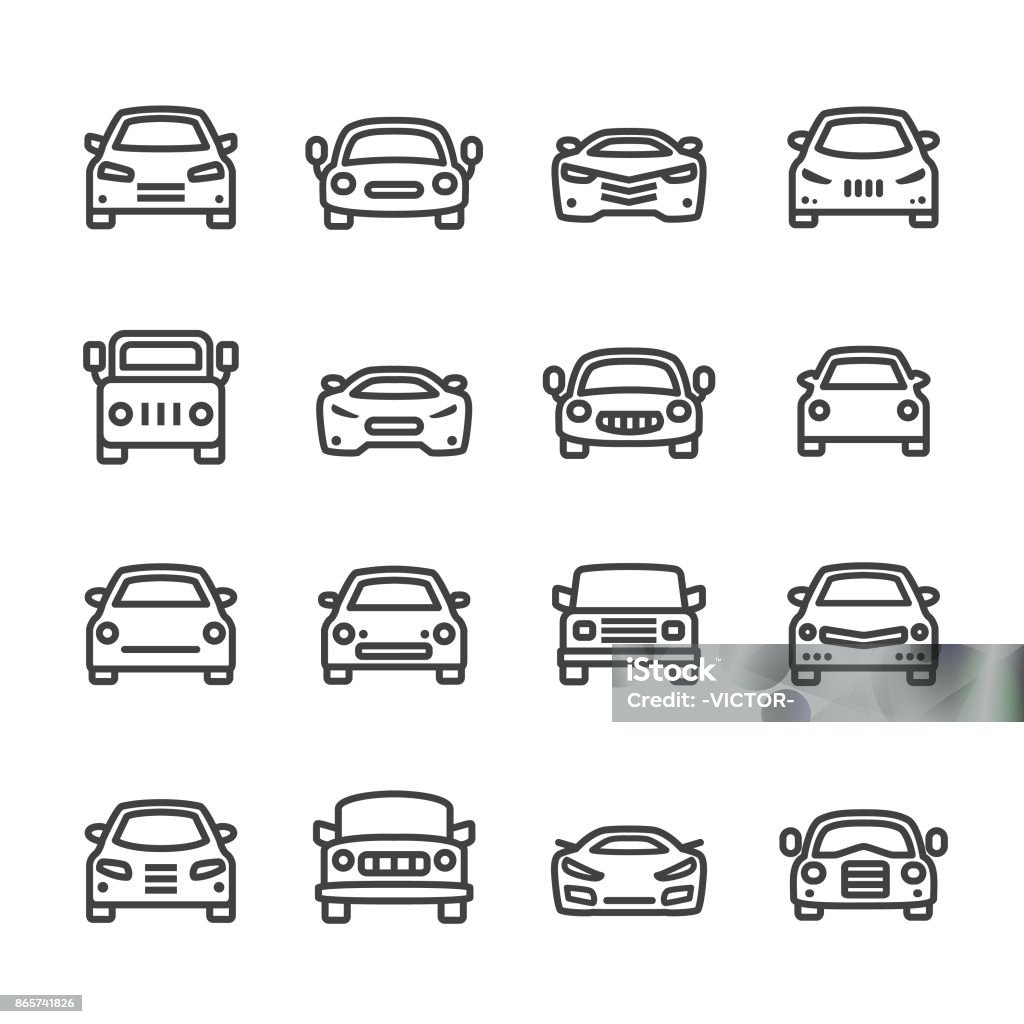 Car Icons - Line Series Car, Mode of Transport, Land Vehicle Icon Symbol stock vector