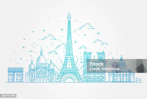 Architectural Landmarks Of Paris Stock Illustration - Download Image Now - Paris - France, Urban Skyline, Vector