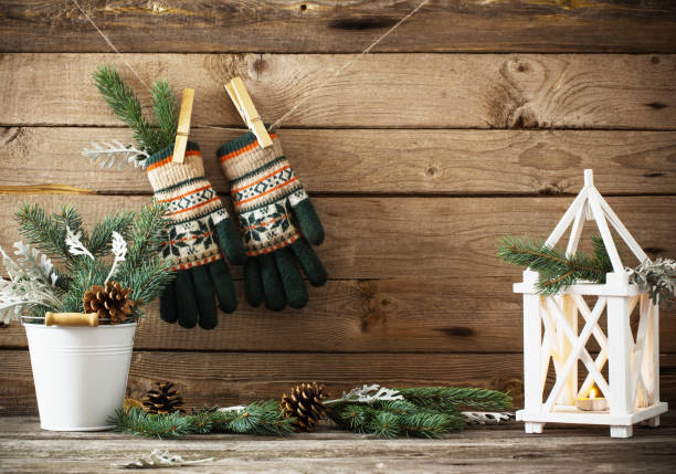 istock Christmas decorations on dark old wooden background 865753204