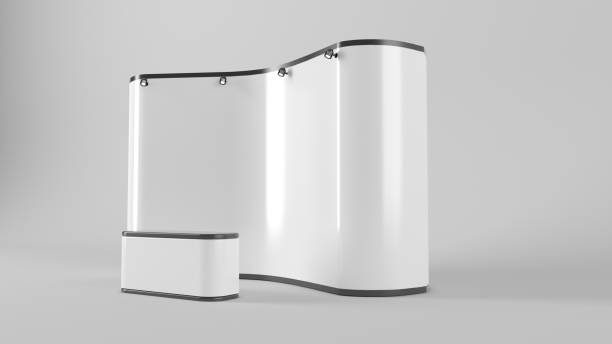 istock White creative exhibition stand design. Booth template. Corporate identity 3d rendering 865753362