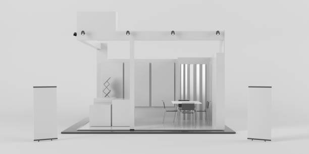istock White creative exhibition stand design. Booth template. Corporate identity 3d rendering 865753490
