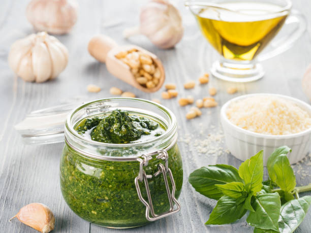 istock Homemade basil pesto sauce ingredients 865757540
