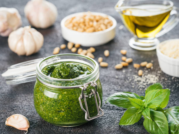 istock Homemade basil pesto sauce ingredients 865758034
